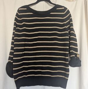 Black And Gold Metallic Crew Sweater 1X